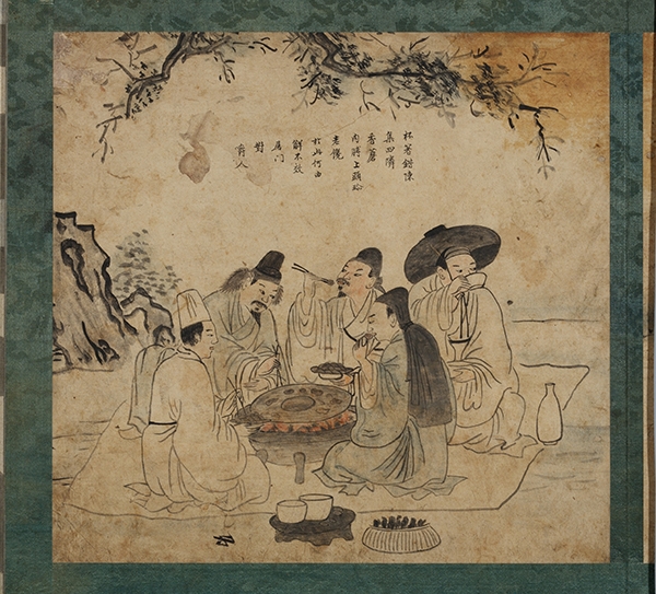 ‘야연’, 종이에 옅은 채색, 20.8cm×28.3cm, (성협풍속화첩) 국립중앙박물관 소장