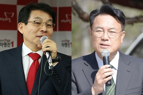 [사진=차명진 전 의원(왼쪽), 정진석 자유한국당 의원 페이스북]