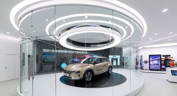 현대자동차그룹 수소 비전관 'Hyundai Hydrogen World' 내 넥쏘 공기 정화 시연존의 모습. [사진=현대차그룹]