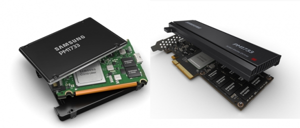 삼성전자의 초고용량 SSD 2.5인치_U.2(왼쪽)와 초고용량 SSD_HHHL. [사진제공=삼성전자]