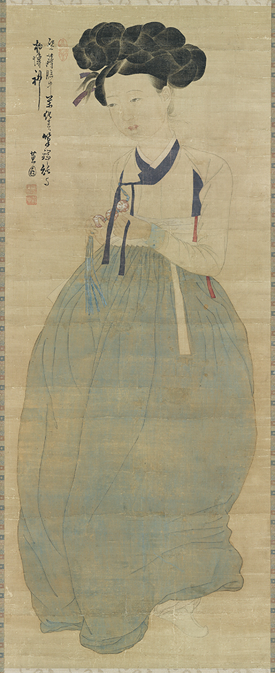 신윤복作 '미인도', 19세기 초반, 비단에 채색, 114.2cm×45.7cm, 간송미술관 소장.