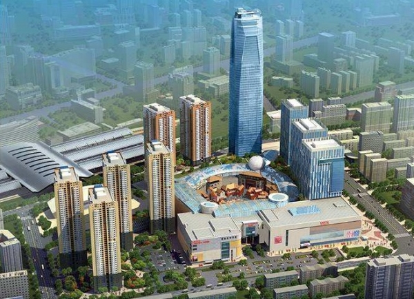 롯데그룹이 랴오닝(遼寧) 선양(瀋陽) 시내에 건축하려고 했던 롯데타운 조감도. 사업 실패로 중국 철수를 단행함으로써 이 프로젝트는 완전히 물 건너갔다.