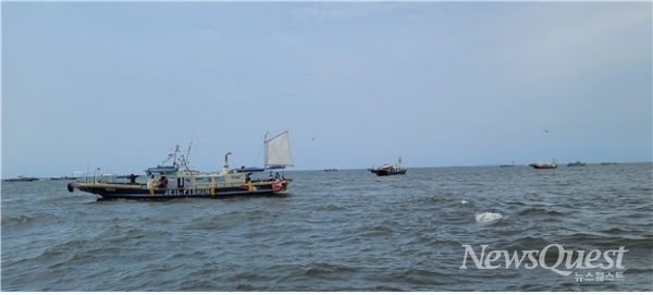 이날 충남 홍원 앞바다에는 약 60여 척의 배가 출조해 백조기를 잡았다.