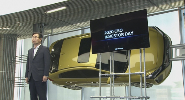 이원희 현대자동차 사장은 10일 '최고경영자(CEO) 인베스터 데이'에서 투자자들에게 현대차의 미래 청사진을 발표하고 있다. [사진=현대차 제공]
