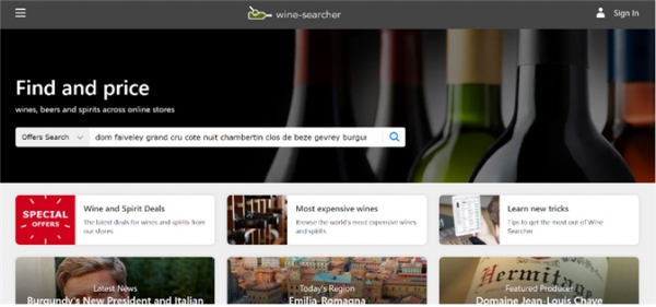 wine-seracher.com 홈페이지 캡쳐.
