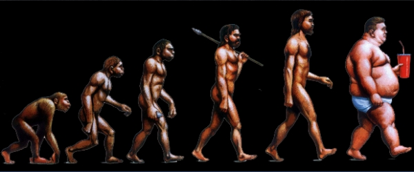 비만 관련 인간 진화를 풍자한 그림(사진제공=위키피디아)