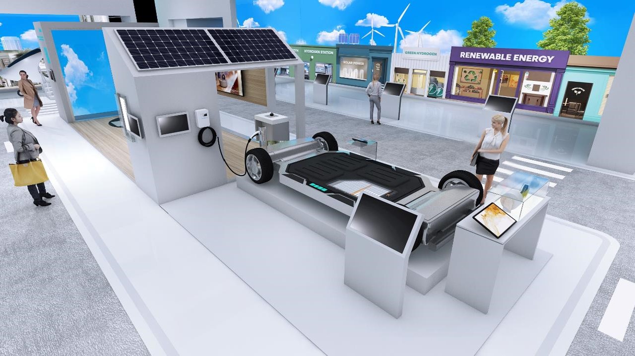 SK그룹이 미국 라스베이거스 'CES 2023'에서 전기차 기술을 소개한다. 사진은 그룹의 전기차 관련 제품이 전시된 '클린 모빌리티 존'의 모습. [사진=SK]