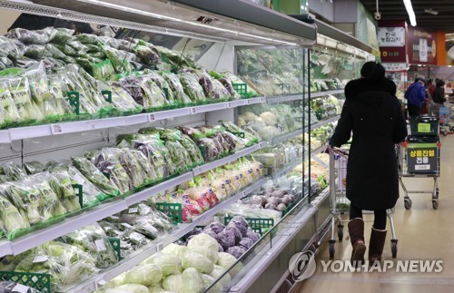 서울 한 대형마트 농산물 코너에서 소비자가 장을 보고 있다. [사진=연합뉴스]