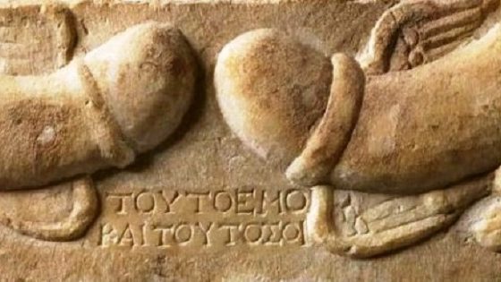 에게 해 서남부 델로스 섬에서 발견된 고대 그리스의 남근석 벽화의 모습. 남근석은 풍요한 자손의 번식의 상징으로 지역을 초월한 세계적임 문화다. 