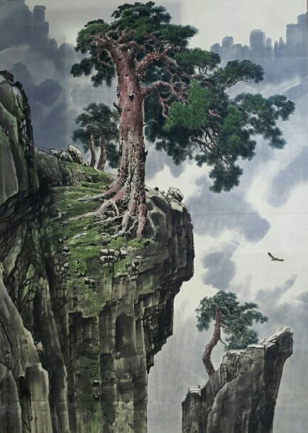 리경남 화가의 '소나무와 수리개'(80호 2010년)