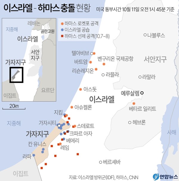 이스라엘, 하마스 충돌 현황 관련 그래프. [사진=연합뉴스]
