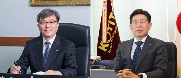 김이진(사진 왼쪽)대구염색산업단지관리공단 이사장과 이상락 KOTITI시험연구원 원장
