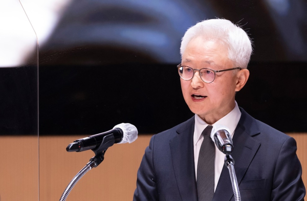 경계현 삼성전자 대표이사 사장이 지난 2022년 시무식에서 신년사를 발표하고 있다. [삼성전자 제공=뉴스퀘스트]