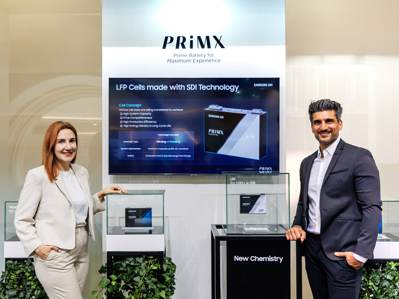 19일 독일 뮌헨에서 개최된 '인터배터리 유럽 2024'에서 삼성SDI가 2026년부터 ESS 제품에 적용될 LFP 배터리를 전시하고 있다. [삼성SDI 제공=뉴스퀘스트]