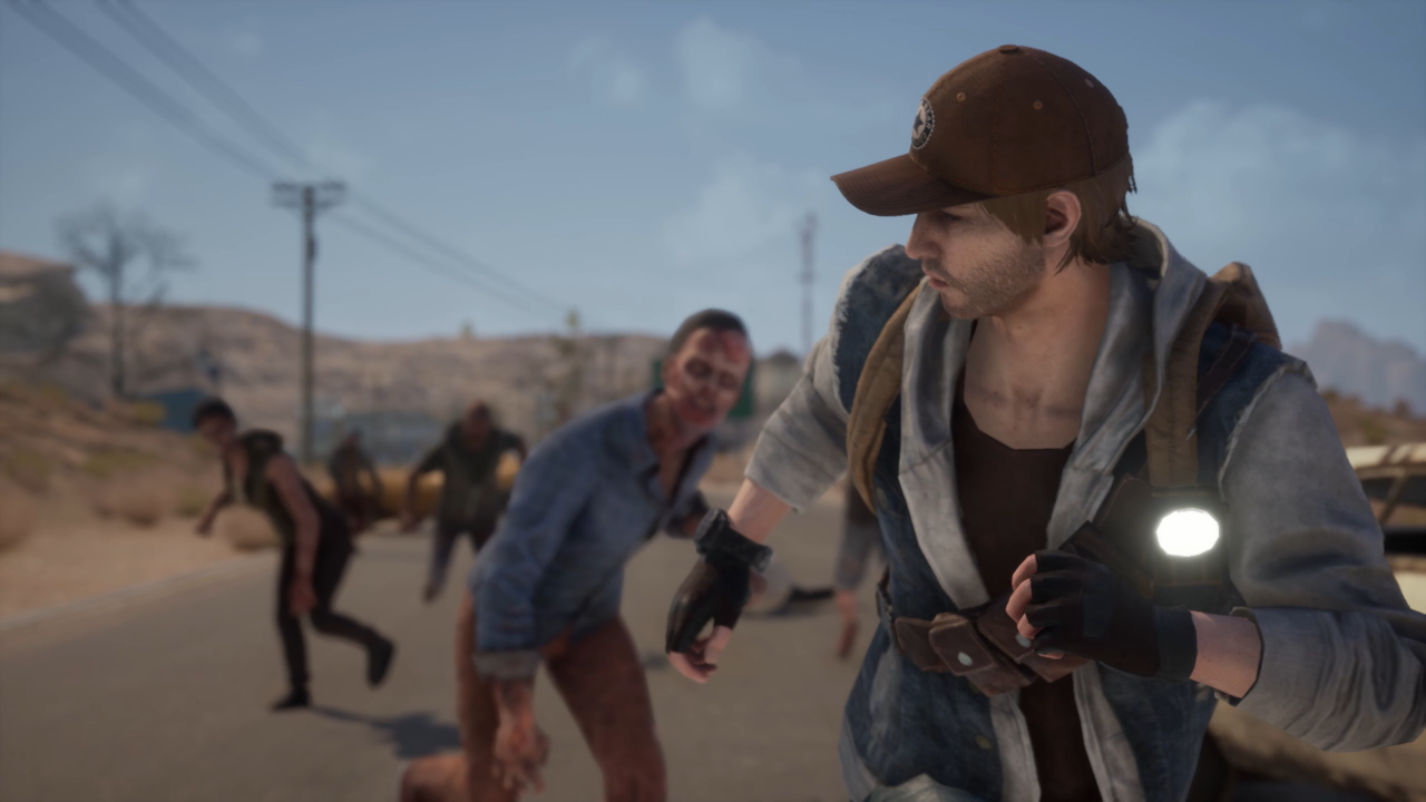 NHN의 신작 '다키스트 데이즈'의 인트로 화면. 주인공이 좀비 떼로부터 벗어나는 장면으로 시작한다. [NHN 제공=뉴스퀘스트]