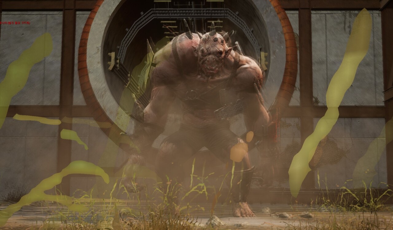 NHN의 신작 '다키스트 데이즈'의 37번가 공사 현장 인게임(모바일) 화면. 다른 플레이어와 함께 보스 좀비를 얼마나 빠르게 처치하느냐가 관건인 모드다. [NHN 제공=뉴스퀘스트]