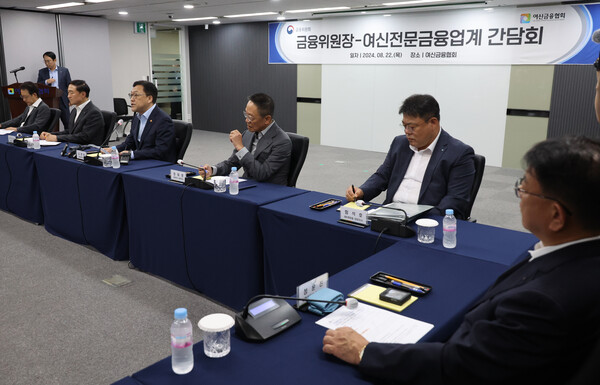 금융위원회는 티몬·위메프 사태를 계기로 전자상거래의 안전성을 확보하는 방안을 마련하고, 2차 이하 지급결제대행업체(PG사)에 대한 규율체계를 마련해나갈 계획이라고 22일 밝혔다. 김병환 금융위원장이 여신금융협회에서 업계 대표들과 간담회를 하고 있는 모습. [사진=연합뉴스]