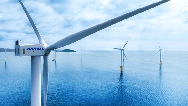 두산에너빌리티가 제주 한림읍 인근 해상에 설치한 5.5MW 해상풍력발전기 [두산에너빌리티 제공=뉴스퀘스트]