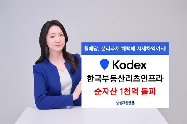 삼성자산운용은 KODEX 한국부동산리츠인프라 ETF의 순자산이 1000억원을 돌파했다고 12일 밝혔다. [삼성자산운용 제공=뉴스퀘스트]