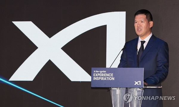 허윤홍 GS건설 대표가 18일 서울 강남구 대치동 자이갤러리에서 열린 GS건설 자이 리이그나이트(Xi Re-ignite)에서 인사말을 하고 있다. [사진=연합뉴스]