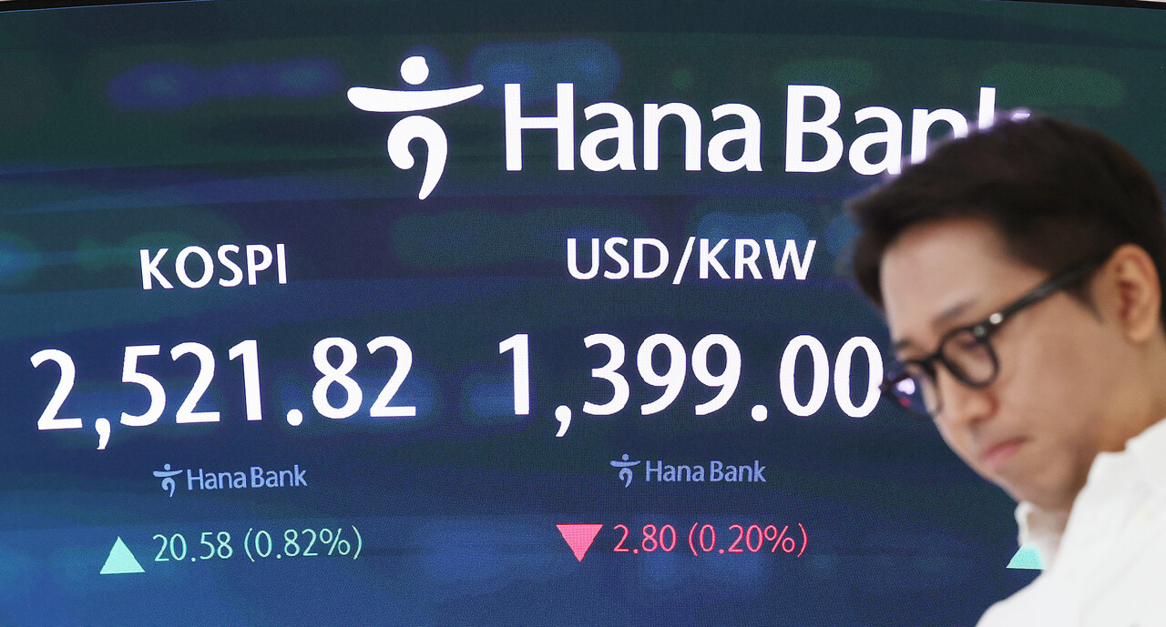 지난 1월 2일부터 11월 18일까지 4조 710억원을 순매도한 기관투자자가 금융당국의 '한국 증시 변동성 완화' 주문에 5거래일 연속 순매수세를 이어가고 있다. 서울 중구 하나은행 딜링룸에서 직원이 업무를 보고 있는 모습. [사진=연합뉴스]