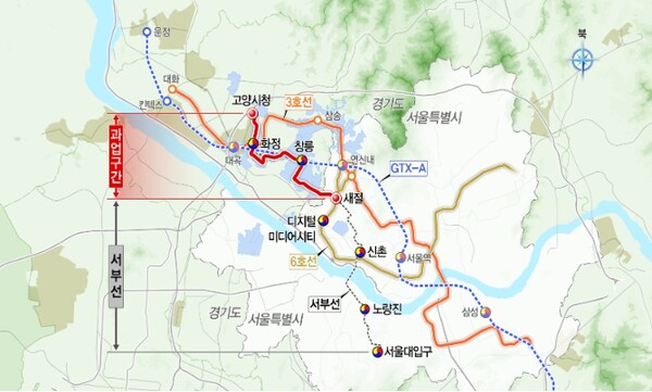 국토교통부 대도시권광역교통위원회는 고양은형선 광역철도 사업에 대한 기본계획을 승인했다고 밝혔다. 사진은 '고양은평선' 위치도 [국토교통부 제공=뉴스퀘스트]