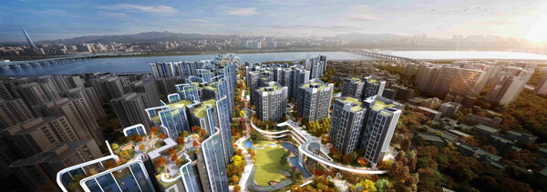 래미안 글로우힐즈 한남 중앙광장 조감도 [삼성물산 건설부문 제공=뉴스퀘스트]