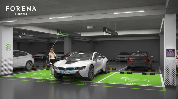 한화 건설부문 전기차 충전 시스템 'EV 에어 스테이션' [한화 건설부문 제공=뉴스퀘스트]