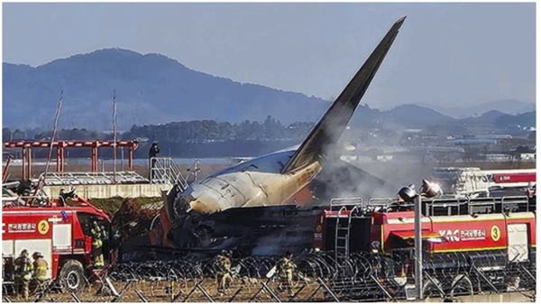 29일 전남 무안국제공항 활주로에 제주항공 여객기가 추락, 경찰과 소방당국이 사고 수습을 하고 있다.[사진=연합뉴스]