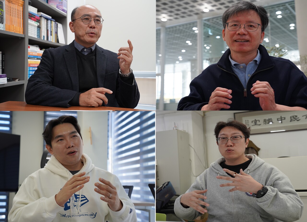 게임업계 전문가들은 도전적 신작들이 대거 출시되며 새로운 흥행작들이 나올 것으로 예상했다. 또한 산업 전 분야에서 핵심 키워드로 떠오른 인공지능(AI) 기술이 게임업계에도 큰 영향을 미칠 것으로 내다봤다. 사진은 (왼쪽 상단부터 시계방향 순으로) 정현 중앙대학교 경영학부 교수, 김정태 동양대학교 게임학부 교수, 성수현 YMCA 게임소비자센터 팀장, 이철우 한국게임이용자협회장. [사진=김민우 기자]