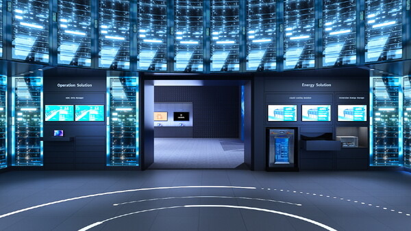 SK 전시관 내 AI DC 운영 솔루션을 종합적으로 전시한 공간의 조감도 [SK그룹 제공=뉴스퀘스트]