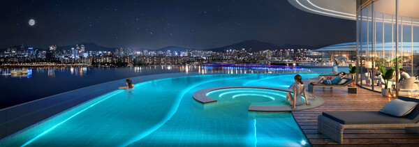 현대건설이 한남4구역 30블록에 제안하는 '스카이 인티니피 풀'. [현대건설 제공=뉴스퀘스트]