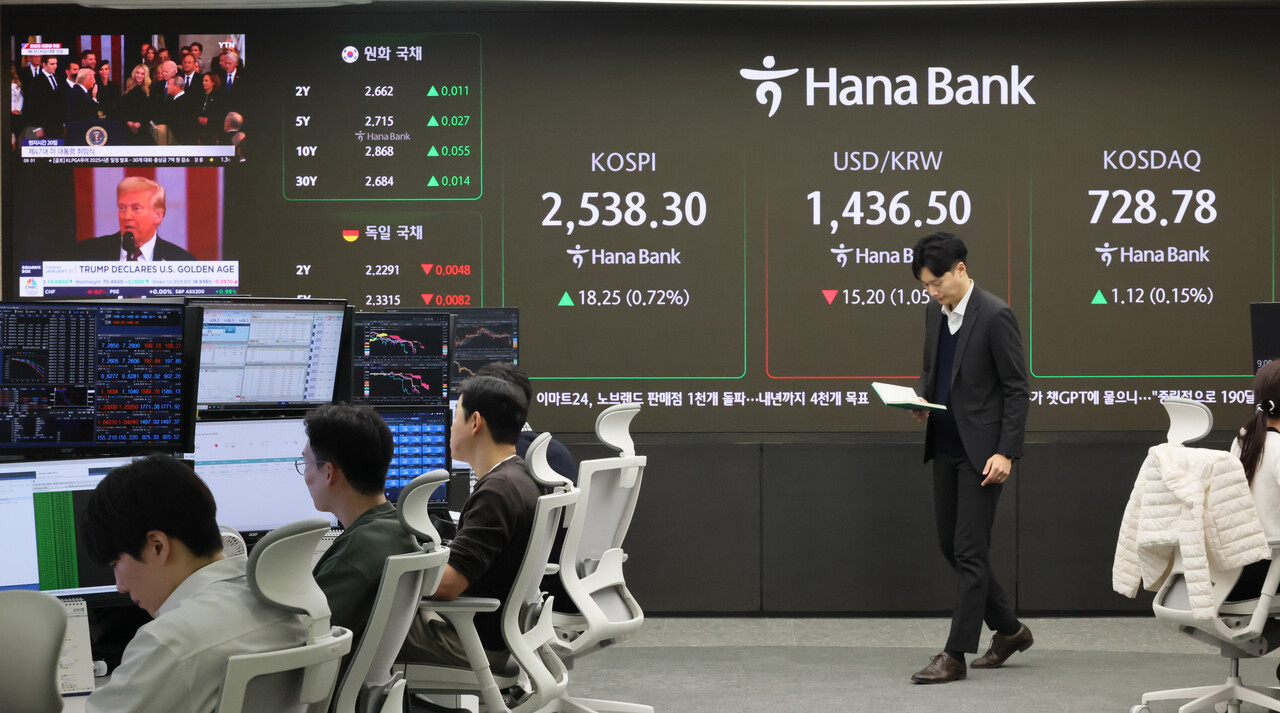 하나은행 딜링룸. [사진=연합뉴스]