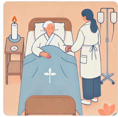 한국 성인들은 신체적 통증을 덜 느끼고 가족에게 병수발 부담을 주지 않는 죽음을 '좋은 죽음'이라고 생각하는 것으로 나타났다.[이미지=챗GPT}