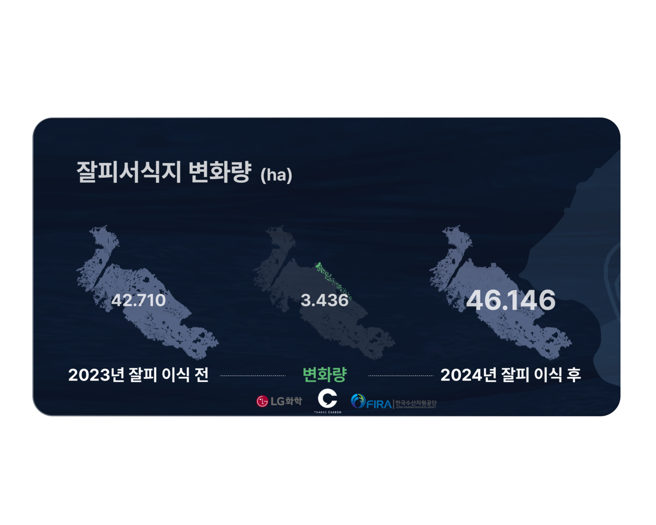 LG화학과 땡스카본의 잘피서식지 성과 그래프. [사진=LG화학]