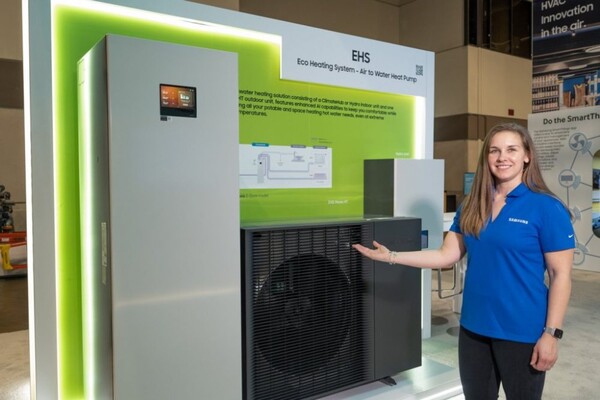 북미 최대 공조 전시회 2025 AHR 엑스포에 전시된 하이브리드 가정용 히트펌프 EHS. [사진=삼성전자]