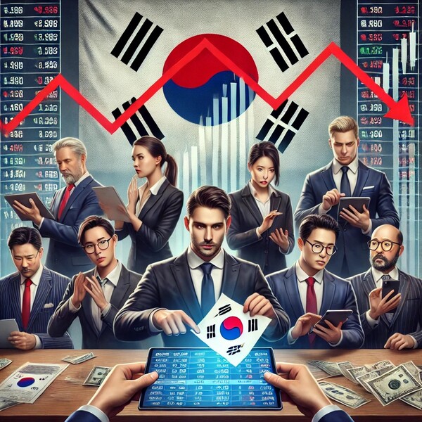 금융감독원이 발표한 ‘2월 외국인 증권투자 동향’에 따르면 외국인 투자자는 지난달 국내 상장주식 2조 8300억원을 순매도한 것으로 집계됐다. [사진=DALL·E]