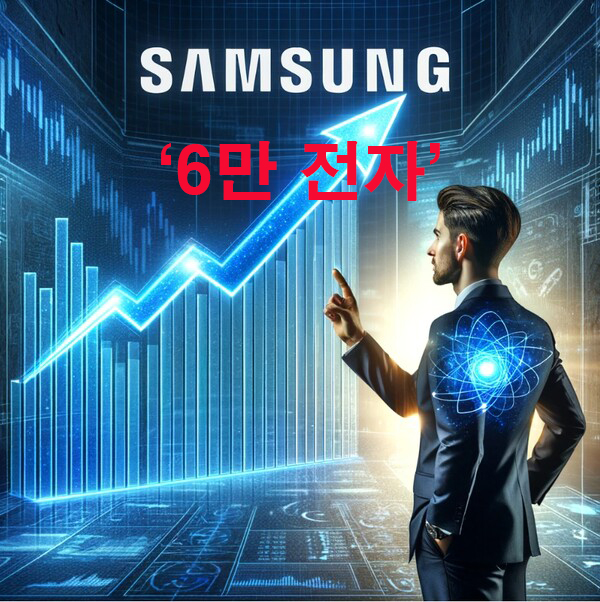 국내 증시 시가총액 1위 삼성전자가 반도체 업황 회복 등에 대한 기대감으로 이전 거래일 종가보다 00% 오른 5만7600원에 장을 마쳤다. 삼성전자의 주가가 종가기준 6만원을 넘어선 것은 지난해 10월 15일 이후 5개월여만이다. 이미지는 챗GPT를 활용해 만들었습니다.[이미지=DALL·E]