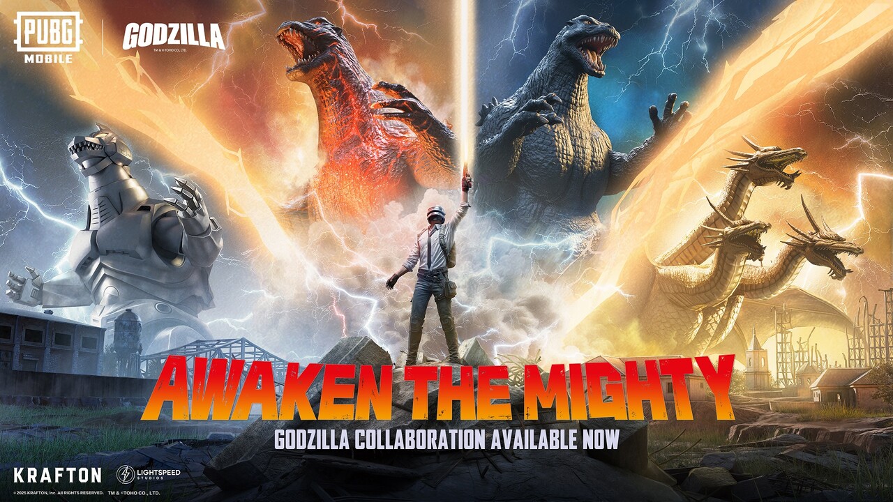 크래프톤 '배틀그라운드 모바일'의 '고질라' 파트너십 대표 이미지. [사진=크래프톤]