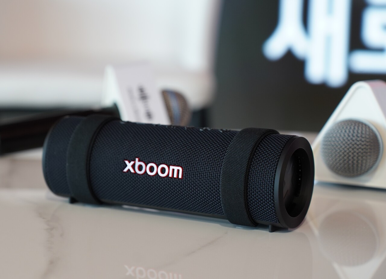 LG전자의 오디오 신제품 'LG 엑스붐 그랩'. [사진=김민우 기자]