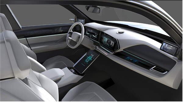 모빌리티용 올레드(OLED · 유기발광다이오드)패널이 장착된 차량 내부 이미지.  [사진=LG전자]