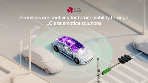 자동차가 다양한 사물과 정보를 주고받는 기술인 V2X 솔루션과 최고 수준의 사이버 보안 기능을 갖춘 LG전자의 텔레매틱스 이미지. [사진=LG전자]