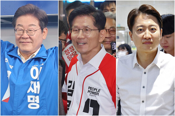 이재명 더불어민주당 후보, 김문수 국민의힘 후보, 이준석 개혁신당 후보. [사진=연합뉴스]