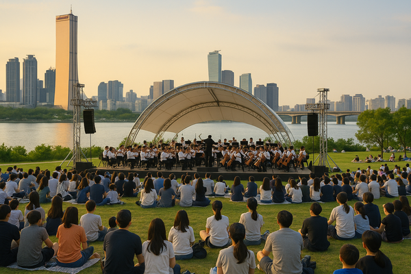 한강공원에서 열리는 오케스트라 공연. [사진=챗 GPT]