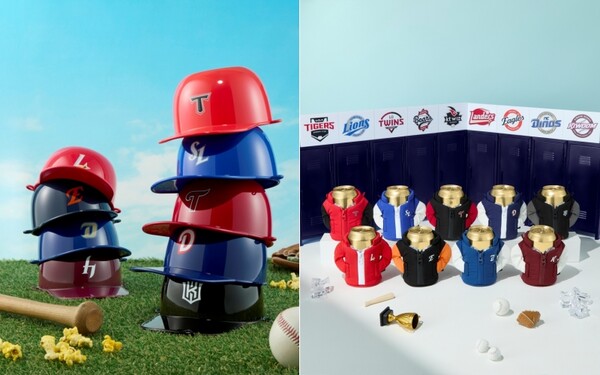 KBO 팝콘버킷(왼쪽)과 KBO 캔쿨러. [사진=CGV]