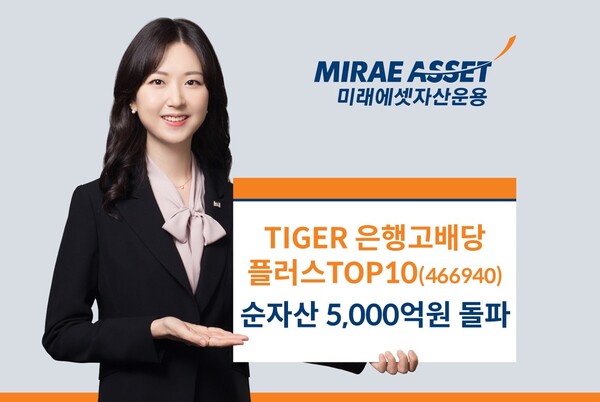 미래에셋자산운용은 ‘TIGER 은행고배당플러스TOP10 ETF’ 순자산이 5000억원을 돌파했다고 10일 밝혔다. [사진=미래에셋자산운용]