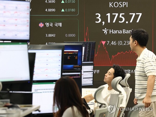 이달 11일 3175로 하락 마감한 코스피 지수. [사진=연합뉴스]