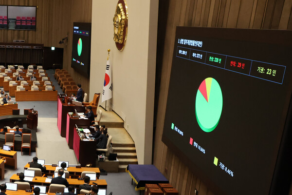 이경연 대신증권 연구원은 이번 상법 개정과 금융당국의 감독 강화가 불투명한 지배구조와 무분별한 공급 확대를 억제하는 계기를 마련했다고 29일 평가했다. 지난 3일 국회에서 상법개정안이 여야 합의로 통과됐다. [사진=연합뉴스]