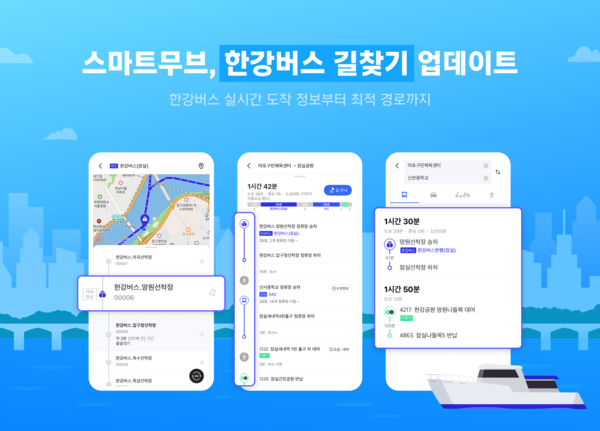 NHN 도플소프트 ‘스마트무브’, 한강버스 실시간 길찾기 등 신규 기능 업데이트. [사진=NHN]
