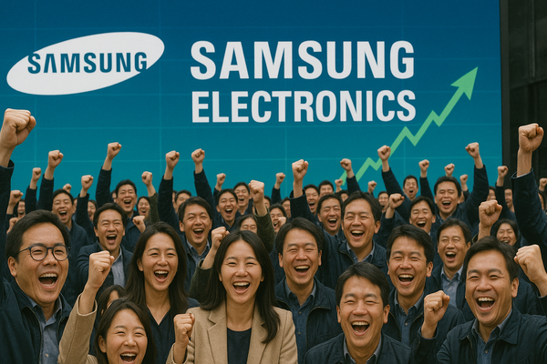 모건스탠리는 ‘메모리 슈퍼사이클’ 보고서를 통해 삼성전자 등 한국 반도체 산업과 기업에 대한 의견을 ‘시장 평균 수준’(in-line)에서 ‘매력적’(attractive)으로 높였다. 삼성전자 주가 상승과 관련한 가상의 이미지. [사진=DALL·E]